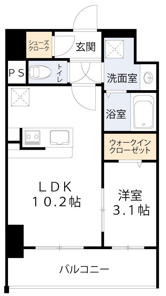 ベルンガーデン林寺(1LDK/8階)の間取り写真