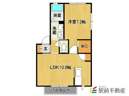 ソレイユ日の出B(1LDK/1階)の間取り写真