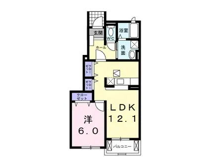 ベルメゾン福地D(1LDK/1階)の間取り写真