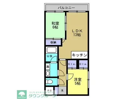 スカイハイツ(2LDK/6階)の間取り写真