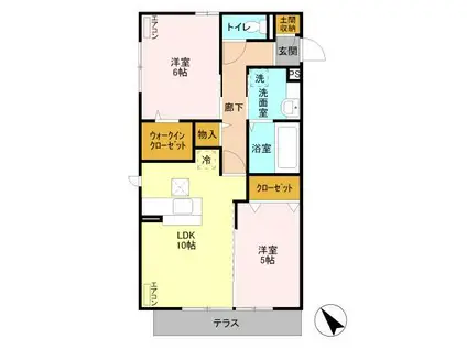 ガーデン(2LDK/1階)の間取り写真