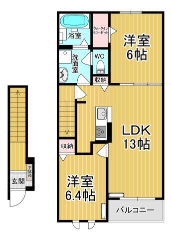 カーサ アリエッタ(2LDK/2階)の間取り写真
