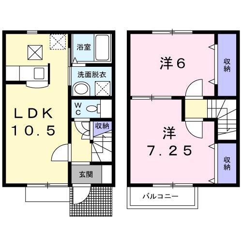 ハイム SWEETPEA 1号館(2LDK/1階)の間取り写真