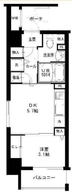 サニーハウス南堀江(1DK/9階)の間取り写真
