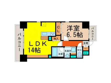 TWIN OWLS(1LDK/4階)の間取り写真