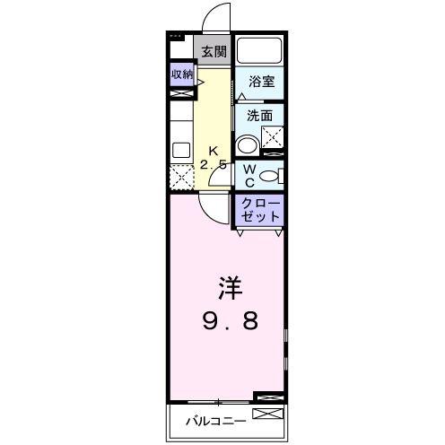 フィオーレII(1K/2階)の間取り写真