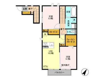 フジクレールB(2LDK/2階)の間取り写真