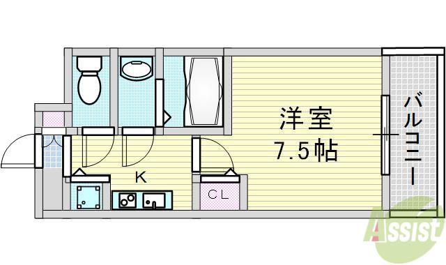 ディームス江坂(1K/12階)の間取り写真