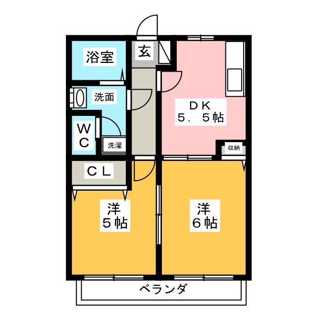 BEE HIVE RESIDENCEVI(2DK/1階)の間取り写真