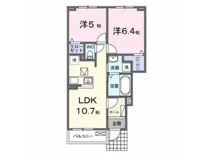 アゼリアII(2LDK/1階)の間取り写真