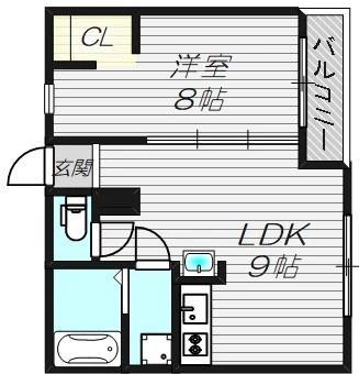 ベストレジデンス東三国(1LDK/4階)の間取り写真