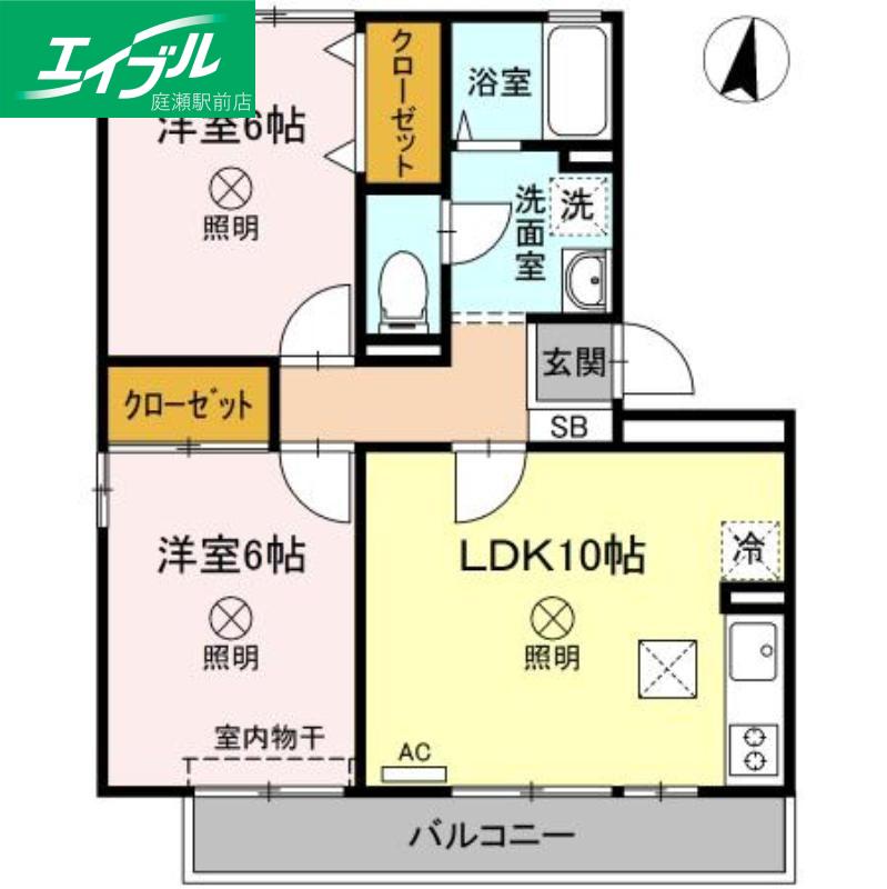 ラフィネ高柳(2LDK/1階)の間取り写真