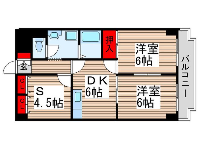 ネモト第三ビル(2SDK/2階)の間取り写真