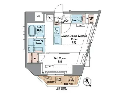 ラグゼナ北千住II(1LDK/6階)の間取り写真