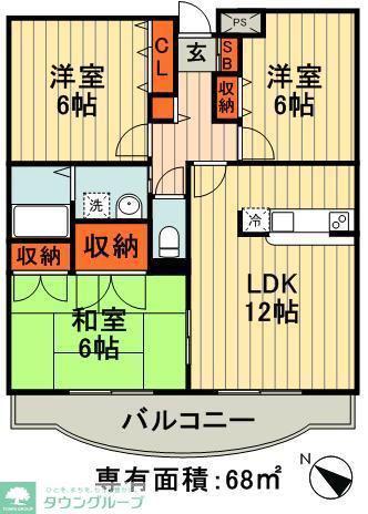 プレシオス(3LDK/1階)の間取り写真