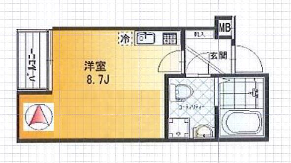 ボヌール蒲生(ワンルーム/2階)の間取り写真