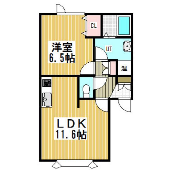 ベルン新生(1LDK/2階)の間取り写真