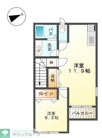 グランドゥール・メイ(1LDK/2階)の間取り写真