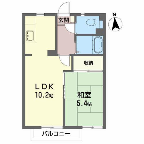 サザンクロス(1LDK/2階)の間取り写真