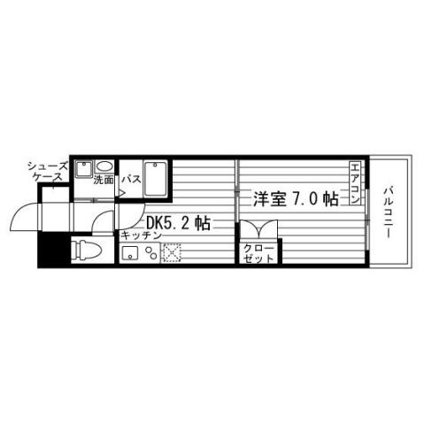 ヴァンクール鶴舞(1DK/10階)の間取り写真