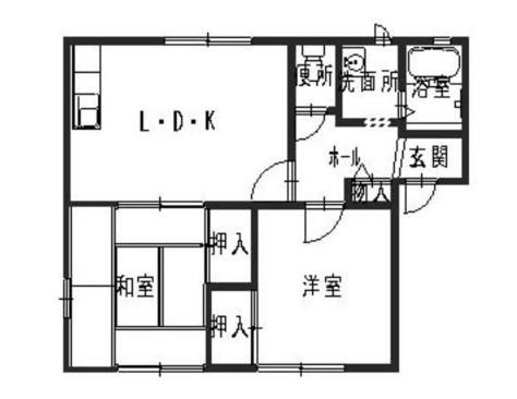 ハイライフ書写(2LDK/1階)の間取り写真