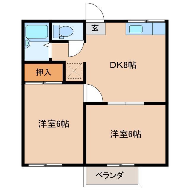 メゾンHIRO(2DK/2階)の間取り写真