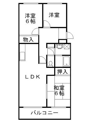 ヴィラ赤とんぼ(3LDK/3階)の間取り写真