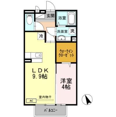 クレスト玉手(1LDK/2階)の間取り写真