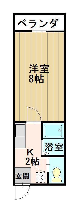 三枝ビル(1K/2階)の間取り写真
