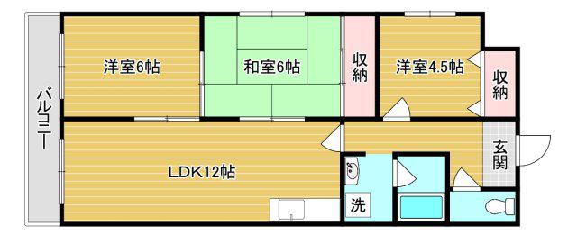 マーブルハイツ東和(3LDK/3階)の間取り写真