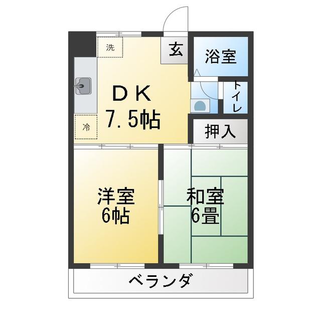 ミトモビル岳洋マンション(2DK/3階)の間取り写真