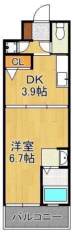 NO.47 PROJECT2100小倉駅(1DK/3階)の間取り写真