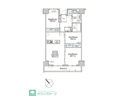 クラシアム神奈川台場(3LDK/7階)の間取り写真