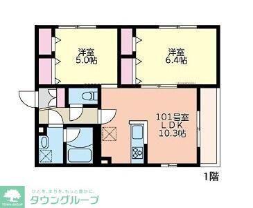 新川レジデンス(2LDK/1階)の間取り写真
