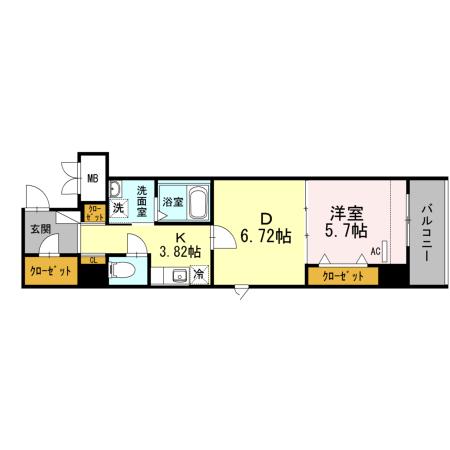 ラフィネ(1DK/2階)の間取り写真