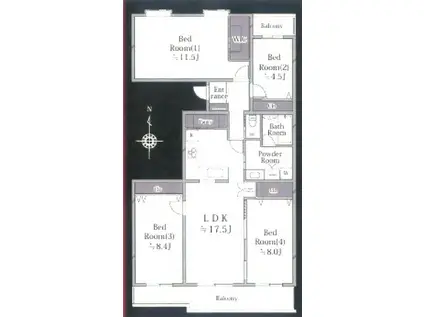 エストラーセ長池2号棟(4LDK/5階)の間取り写真