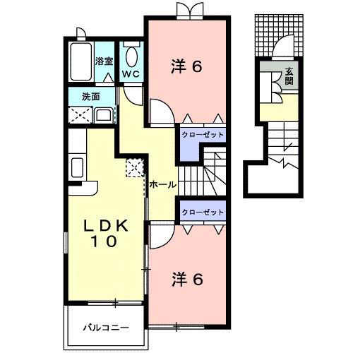 パレ ウエスト(2LDK/2階)の間取り写真