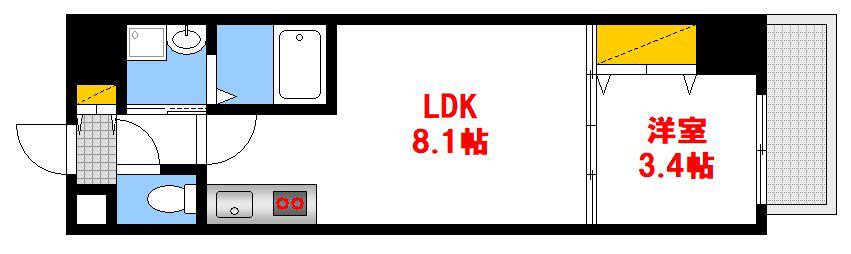 ビーズヒルズステージII(1LDK/9階)の間取り写真