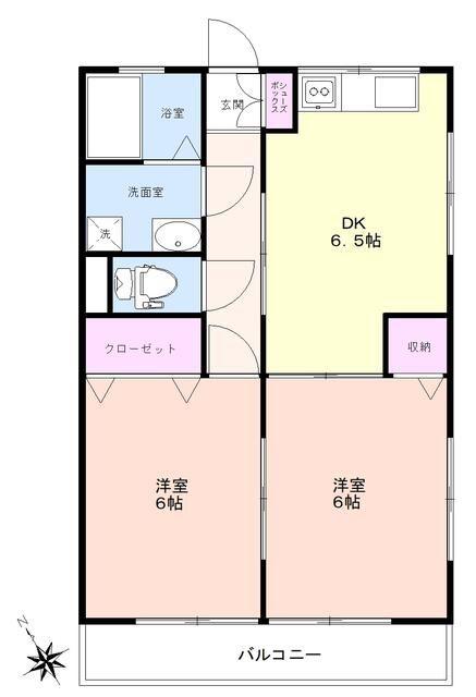 ファブール志木Ⅰ(2DK/1階)の間取り写真
