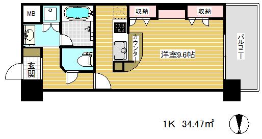 カイセイ新神戸第2(ワンルーム/11階)の間取り写真