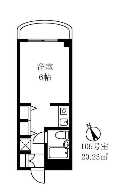 グランモナークHIROTA(ワンルーム/1階)の間取り写真