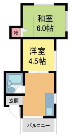 カーサ夙川(2DK/2階)の間取り写真
