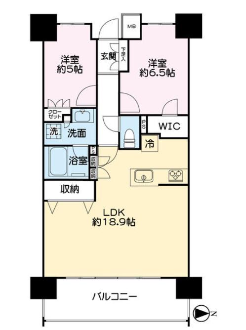 レーベン福島ONE TOWER(2LDK/20階)の間取り写真