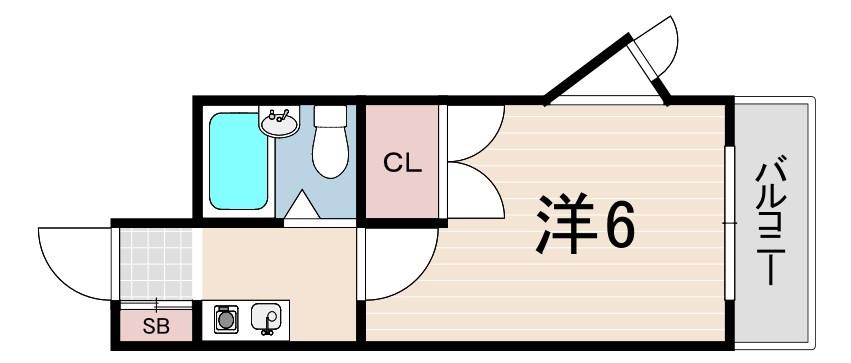 フェリスコート東園田(1K/1階)の間取り写真