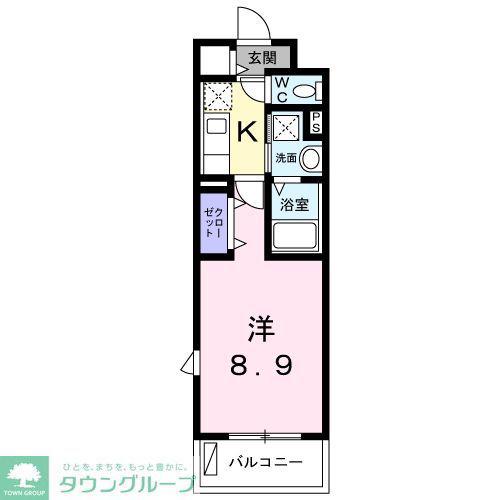 プティメゾン青葉台(1K/2階)の間取り写真
