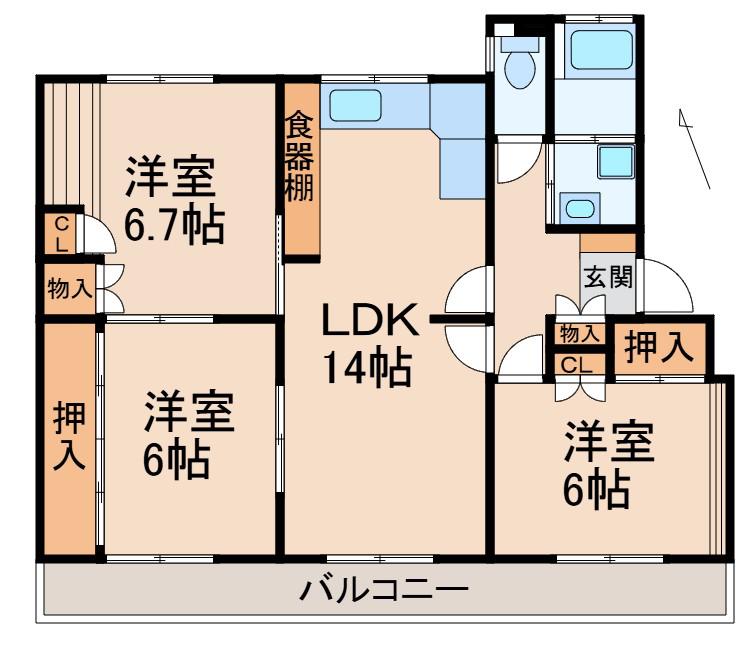 メゾン和歌浦(3LDK/2階)の間取り写真