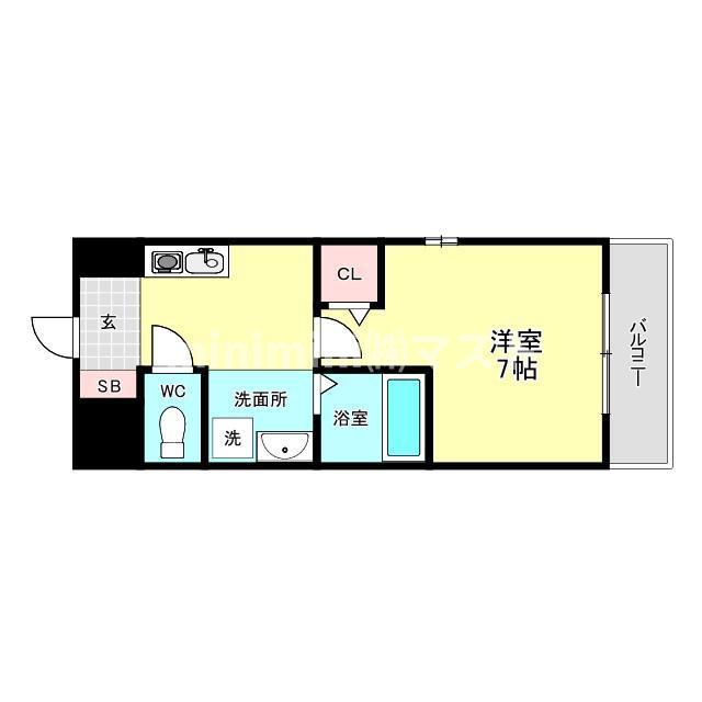 嵜本レジデンス福島(1K/4階)の間取り写真