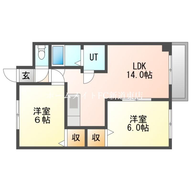 パールハイム栄町A(2LDK/3階)の間取り写真