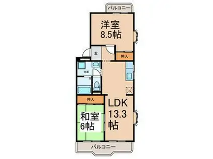 メゾン福谷2(2LDK/2階)の間取り写真