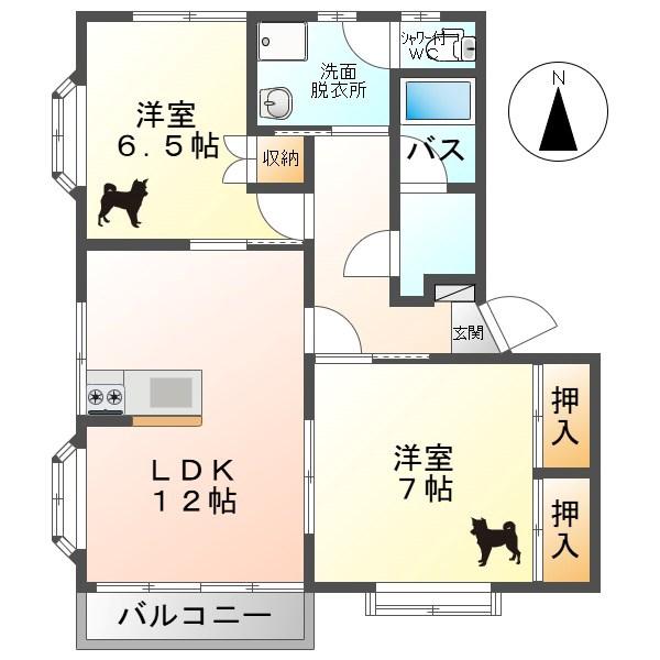 ビラ天竺(2LDK/1階)の間取り写真